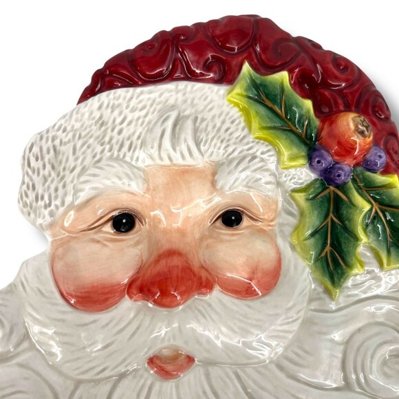 Fitz & Floyd Christmas Santa Canapé Plate Handcrafted Ceramic - Picture 3 of 9